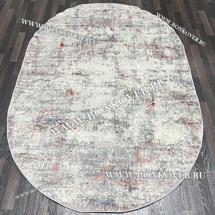 Турецкий Современный Ковер Лофт Дизайн 29 Серый с Бледно-Розовым Овал