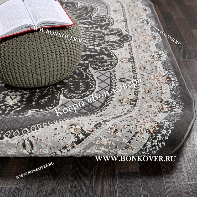 Ковер Для гостиной дизайн 68 Турция Серый Овал