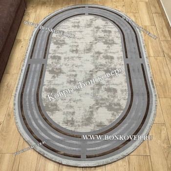 Турецкий ковер для гостиной Дизайн 07 Серый Овал