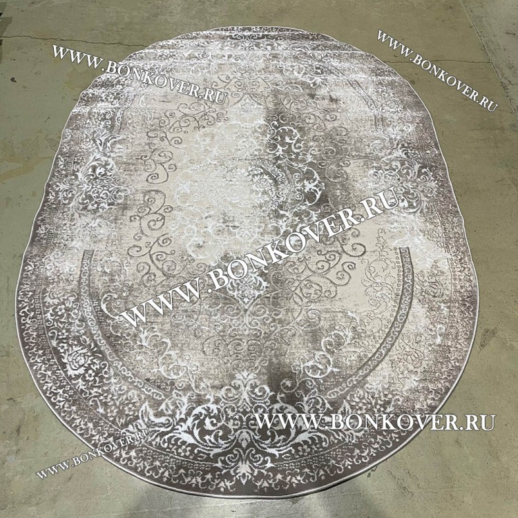 Современный Турецкий Ковер Дизайн 187 Бежево-Коричневый Овал