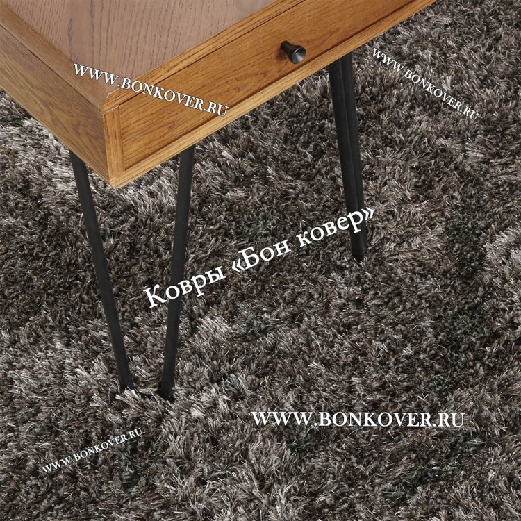 Длинноворсный ковер для гостиной 01 Графитовый Темно-коричневый