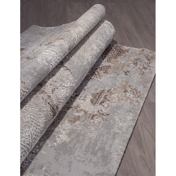 Абстрактный ковер дизайн 79 коричневый с серым