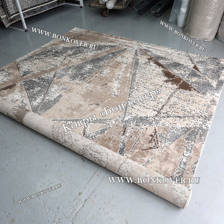 Турецкий Ковер Для Гостиной Дизайн 48 Серый с Коричневым