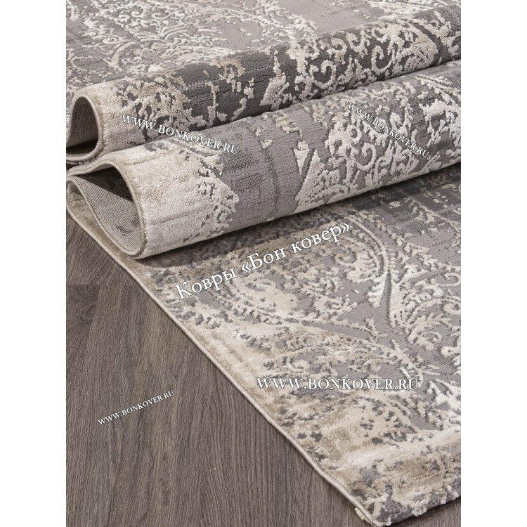 Абстрактный ковер дизайн 99 коричневый с серым